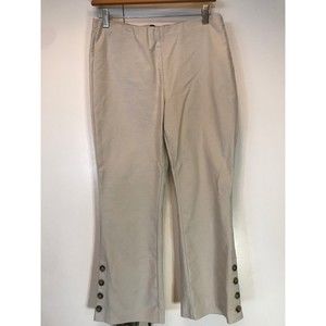Crosby Ankle Pants Cream Beige Flat Front  Button Detail size 8